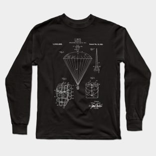 Parachute Patent - Sky Diving Art - Black Chalkboard Long Sleeve T-Shirt